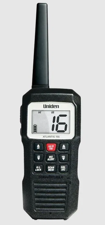 Atlantis 155 – UNIDEN AMERI VHF Radio, Handheld United States/ Canadian/ International Channels 1/3 Watt 9 NOAA Weath...